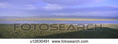 Panoramic view of lake at sunset View Large Photo Image Stock Image - Panoramic view of lake at sunset. Fotosearch