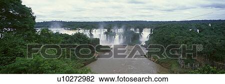 Stock Image - Panoramic view of Waterfalls. Fotosearch