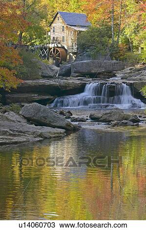 Glade Creek Grist Mil and autumn reflections and water fall in Babcock State Park View Large Photo Image Stock Image - Glade Creek Grist Mil and autumn reflections and water fall in Babcock State Park. Fotosearch