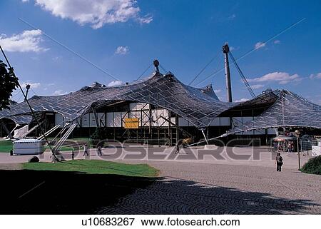 Stock Photo - shelter, stadium, travel destination, construction, height, exterior, building. Fotosearch