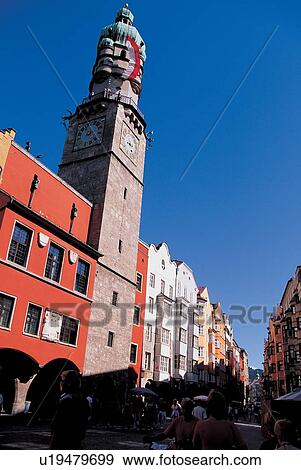 Stock Photo - houses, clock, society, shade, appearance, construction, community. Fotosearch