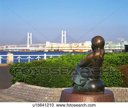 a Bronze Figure Near the Yokohama Harbor at Yamashita Park, Rear View, Differential Focus, Yokohama City, Kanagawa Prefecture, Japan View Large Photo Image Stock Image - a Bronze Figure Near the Yokohama Harbor at Yamashita Park, Rear View, Differential Focus, Yokohama City, Kanagawa Prefecture, Japan. Fotosearch