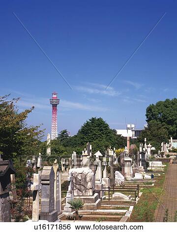 a Graveyard Near the Marine Tower Under a Blue Sky, Side View, Yokohama City, Kanagawa Prefecture, Japan View Large Photo Image Stock Photograph - a Graveyard Near the Marine Tower Under a Blue Sky, Side View, Yokohama City, Kanagawa Prefecture, Japan. Fotosearch