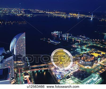 Sakuragicho at Night, the Illuminations Glowing in the Dark, High Angle View, Far View, Yokohama City, Kanagawa Prefecture, Japan View Large Photo Image Stock Photograph - Sakuragicho at Night, the Illuminations Glowing in the Dark, High Angle View, Far View, Yokohama City, Kanagawa Prefecture, Japan. Fotosearch