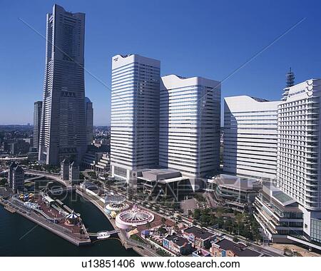 Several Buildings and Skyscraper Next to an Amusement Park, High Angle View, Yokohama City, Kanagawa Prefecture, Japan View Large Photo Image Stock Photograph - Several Buildings and Skyscraper Next to an Amusement Park, High Angle View, Yokohama City, Kanagawa Prefecture, Japan. Fotosearch