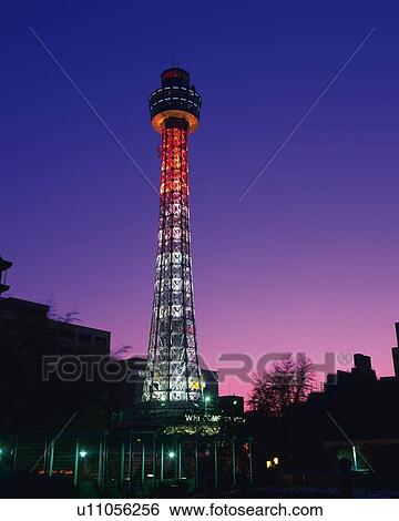 the Marine Tower by Late Sunset, Illuminated, Front View, Yokohama City, Kanagawa Prefecture, Japan View Large Photo Image Stock Photograph - the Marine Tower by Late Sunset, Illuminated, Front View, Yokohama City, Kanagawa Prefecture, Japan. Fotosearch
