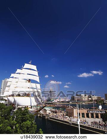 the Nihonmaru Ship and the Ferris Wheel Near the Skuragicho Station, Far View, Yokohama City, Kanagawa Prefecture, Japan View Large Photo Image Stock Image - the Nihonmaru Ship and the Ferris Wheel Near the Skuragicho Station, Far View, Yokohama City, Kanagawa Prefecture, Japan. Fotosearch