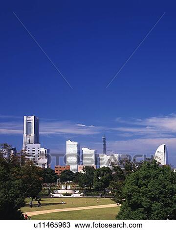 the Yamashita Park and Several Buildings and Skyscrapers in the Background, Front View, Yokohama City, Kanagawa Prefecture, Japan View Large Photo Image Stock Image - the Yamashita Park and Several Buildings and Skyscrapers in the Background, Front View, Yokohama City, Kanagawa Prefecture, Japan. Fotosearch