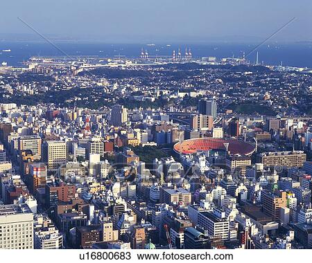 the Yokohama City From Above, High Angle View, Far View, Yokohama City, Kanagawa Prefecture, Japan View Large Photo Image Stock Image - the Yokohama City From Above, High Angle View, Far View, Yokohama City, Kanagawa Prefecture, Japan. Fotosearch
