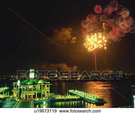 The Yokohama Fireworks Festival Near The Harbor Front View Yokohama City Kanagawa Prefecture Japan Stock Photo U Fotosearch