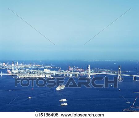 the Yokohama Port, a Bridge and Several Boats Visual, High Angle View, Far View, Yokohama City, Kanagawa Prefecture, Japan View Large Photo Image Stock Photograph - the Yokohama Port, a Bridge and Several Boats Visual, High Angle View, Far View, Yokohama City, Kanagawa Prefecture, Japan. Fotosearch