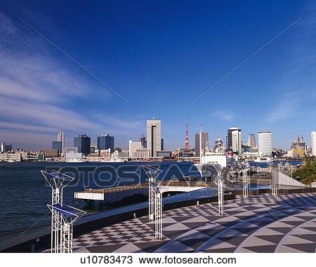 Harumi wharf and Tokyo tower View Large Photo Image Stock Image - Harumi wharf and Tokyo tower. Fotosearch