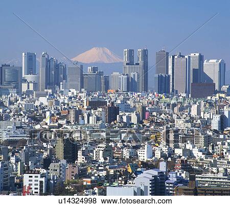 High rise buildings and Mt Fuji View Large Photo Image Stock Photo - High rise buildings and Mt Fuji. Fotosearch