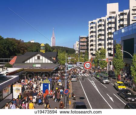 Picture - In front of Harajyuku station. Fotosearch