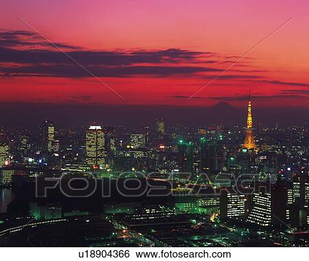 Night view and Tokyo tower View Large Photo Image Stock Photograph - Night view and Tokyo tower. Fotosearch