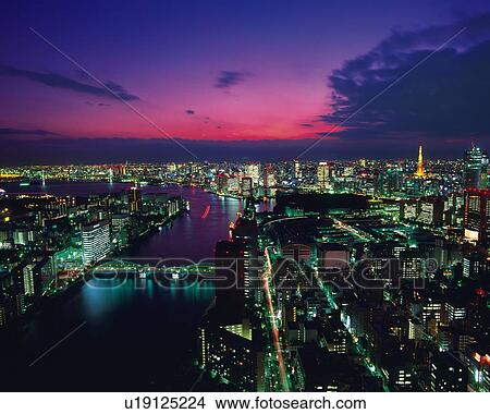 Picture - Night view from St. Luke's Garden. Fotosearch