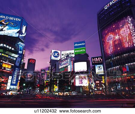 Night view, Sibuya View Large Photo Image Stock Image - Night view, Sibuya. Fotosearch