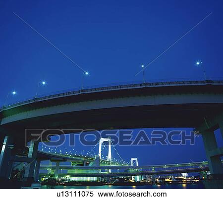 Rainbow bridge and Tokyo tower View Large Photo Image Stock Photography - Rainbow bridge and Tokyo tower. Fotosearch
