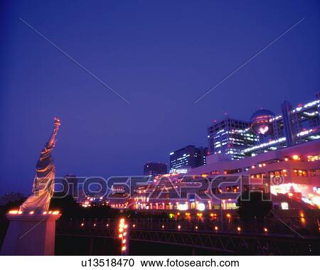 Stock Image - Statue of Liberty, night. Fotosearch