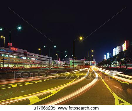 Stock Photography - Night View, Fukuoka International Airport. Fotosearch