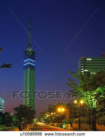 Night View, Fukuoka Tower View Large Photo Image Stock Photo - Night View, Fukuoka Tower. Fotosearch