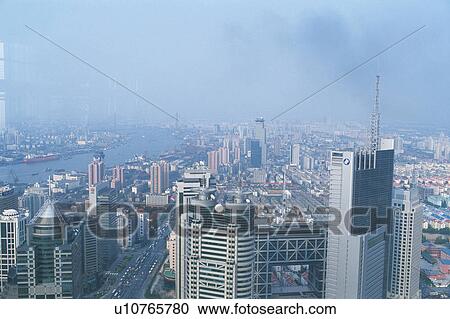 a Large Group of Skyscrapers of Shanghai City From Above, High Angle View, Shanghai, China View Large Photo Image Stock Image - a Large Group of Skyscrapers of Shanghai City From Above, High Angle View, Shanghai, China. Fotosearch