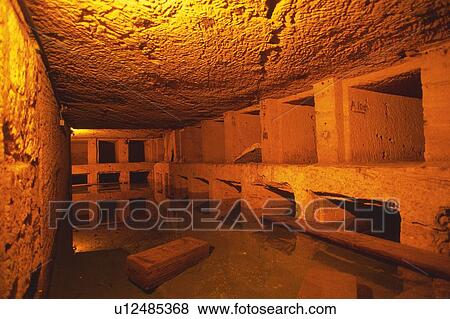 Stock Photo - Inside a tomb, Valley of the Kings, Egypt, Low Angle View. Fotosearch