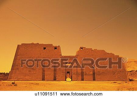 Stock Image - Mortuary Temple of Ramses, Egypt, Low Angle View. Fotosearch