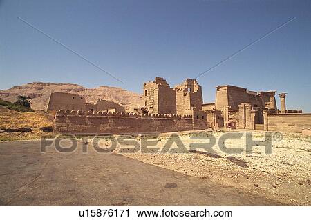 Stock Image - Mortuary Temple of Ramses, Egypt, Low Angle View. Fotosearch