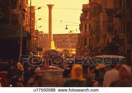 Stock Photo - Pompey's pillar, Egypt, Low Angle View. Fotosearch