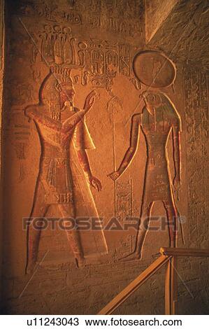 Stock Image - Wall paintings inide a tomb, Valley of the Kings, Egypt, Low Angle View. Fotosearch
