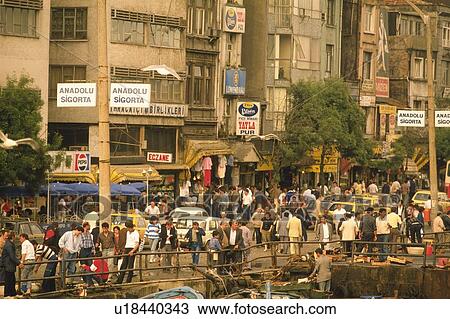 Stock Image - a street of Istanbul, Turkey, Low Angle View. Fotosearch