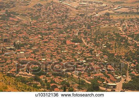 Bergama city, Turkey, High Angle View View Large Photo Image Stock Photograph - Bergama city, Turkey, High Angle View. Fotosearch