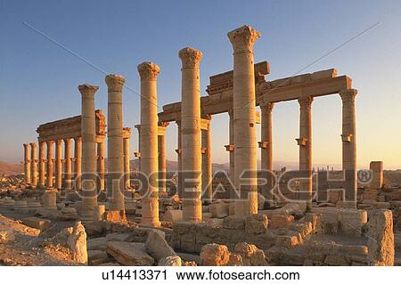 Stock Image - Columns from the site of Palmyra, Syria, Low Angle View. Fotosearch