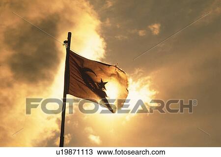 Stock Image - National flag of Turkey, Low Angle View. Fotosearch
