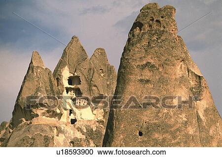 Stock Image - The Rock Sites of Cappadocia, Turkey, Low Angle View. Fotosearch