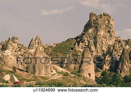 Stock Photo - The Rock Sites of Cappadocia, Turkey, Low Angle View. Fotosearch