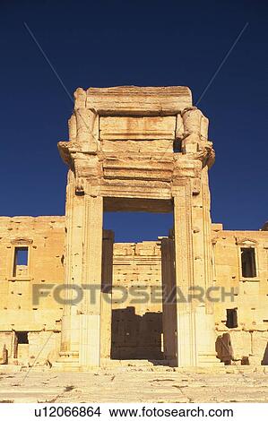 The site of Palmyra in silhouette, Syria, Low Angle View View Large Photo Image Picture - The site of Palmyra in silhouette, Syria, Low Angle View. Fotosearch