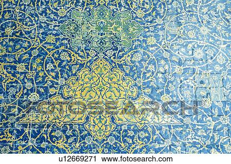Stock Image - The wall of the mosque, Iran, Close Up. Fotosearch