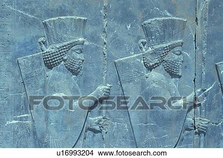 Wall relief from the site of Persepolis, Iran, Close Up View Large Photo Image Picture - Wall relief from the site of Persepolis, Iran, Close Up. Fotosearch