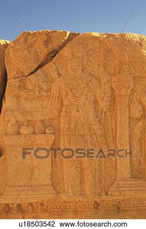 Stock Image - Wall relief of the site of Palmyra, Syria, Low Angle View. Fotosearch