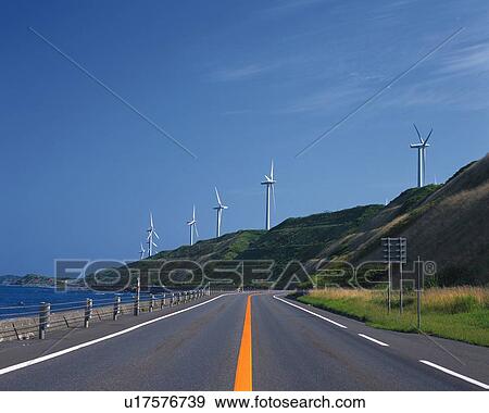 a Road Near the Sea, Some Windmills Visual, Hokkaido Prefecture, Japan View Large Photo Image Stock Photo - a Road Near the Sea, Some Windmills Visual, Hokkaido Prefecture, Japan. Fotosearch