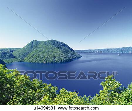 the Lake Mashu, Surrounded By Mountainchains, Trees and Green Bushes, Hokkaido Prefecture, Japan View Large Photo Image Stock Image - the Lake Mashu, Surrounded By Mountainchains, Trees and Green Bushes, Hokkaido Prefecture, Japan. Fotosearch