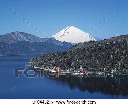 Mt. Fuji and Lake Ashino in winter, Hakone town, Kanagawa prefecture, Japan View Large Photo Image Stock Photo - Mt. Fuji and Lake Ashino in winter, Hakone town, Kanagawa prefecture, Japan. Fotosearch