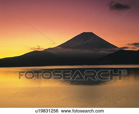 Mt. Fuji and Lake Motosu in sunrise color, Shimobe town, Yamanashi prefecture, Japan View Large Photo Image Stock Photograph - Mt. Fuji and Lake Motosu in sunrise color, Shimobe town, Yamanashi prefecture, Japan. Fotosearch