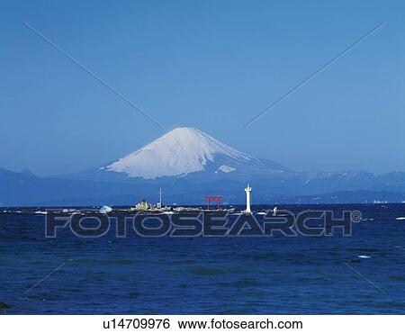 Mt. Fuji beyond the sea, Hayama town, Kanagawa prefecture, Japan, copy space View Large Photo Image Stock Photograph - Mt. Fuji beyond the sea, Hayama town, Kanagawa prefecture, Japan, copy space. Fotosearch
