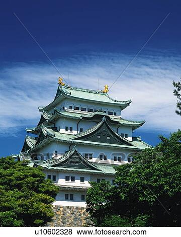 Stock Photo - Nagoya Castle, Nagoya City, Japan, Low Angle View, Pan Focus. Fotosearch