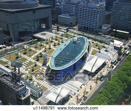 Stock Image - Oasis21, Nagoya City, Japan, High Angle View, Pan Focus. Fotosearch
