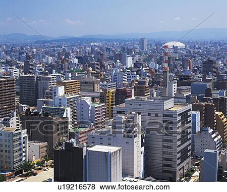 Stock Photo - The View from TV Tower, Nagoya City, Japan, High Angle View, Pan Focus. Fotosearch