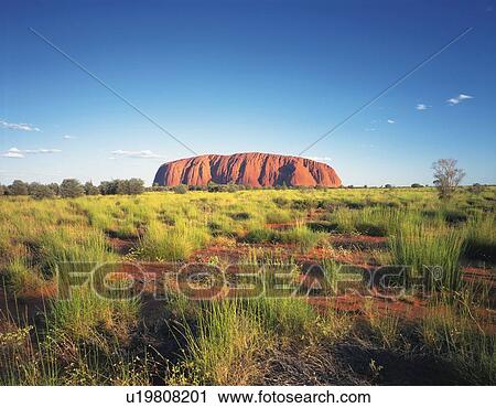 Stock Image - Ayers Rock, Australia, Oceania, Low Angle View, Pan Focus. Fotosearch